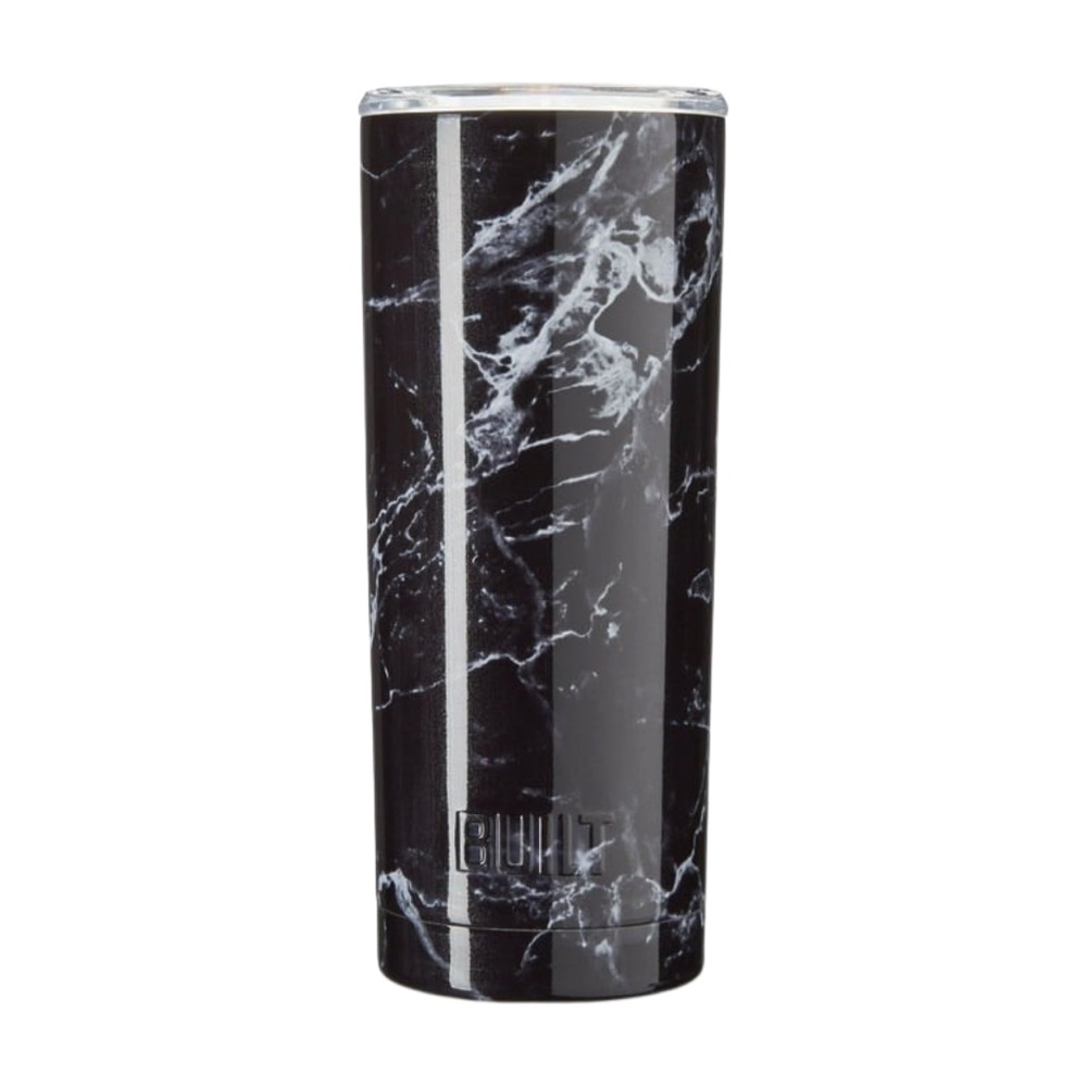 BUILT Black Marble Print Insulated Travel Tumbler